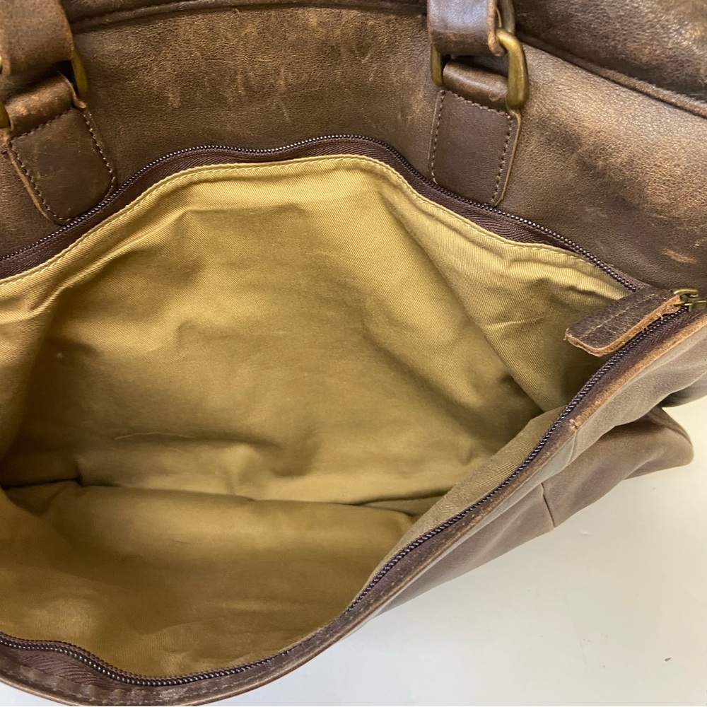 Vintage LL Bean Leather Bag Briefcase Laptop Work Business Brown Distressed - Picture 12 of 16